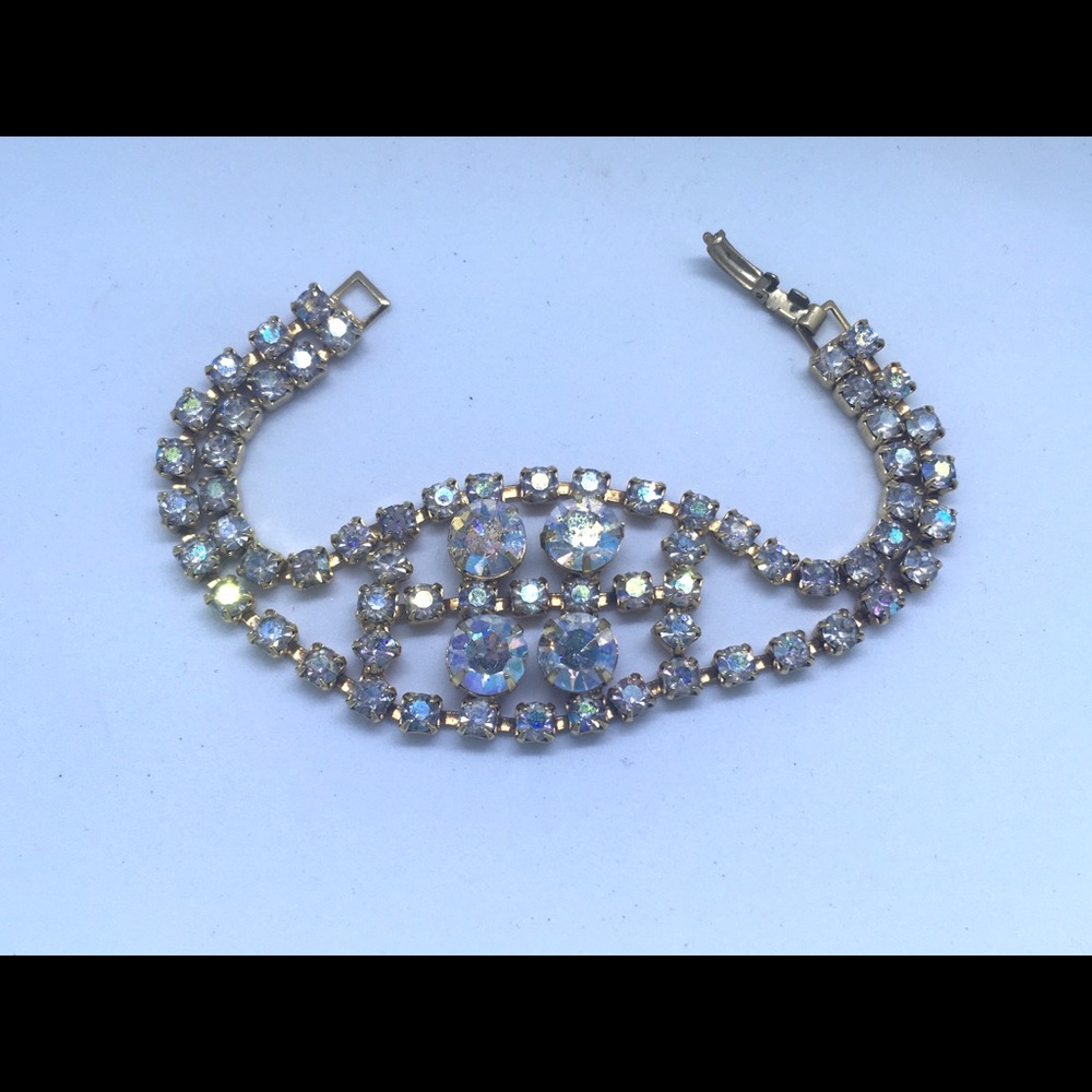 Vintage 1950s Crystal Rhinestone Bracelet Bridal